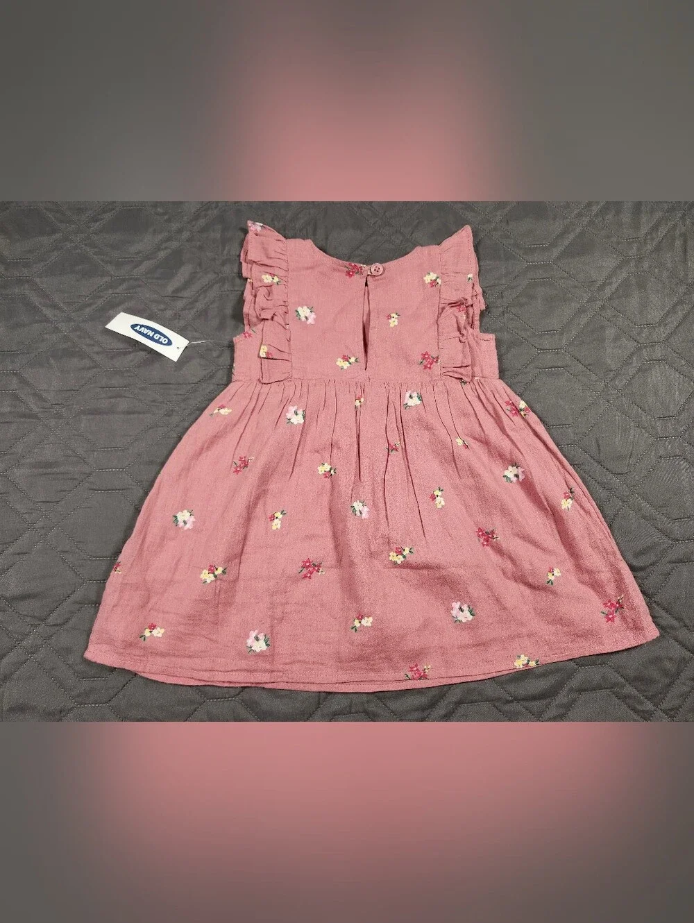 Old Navy pink baby dress sleeveless silhouette ruffled shoulder 6-12M NWT
